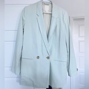H&M Double-breasted Blazer Jacket mint green